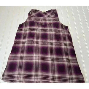 AG Adrianno Goldschmied Women's Plaid Tank Sleeveless Top Purple Small 645